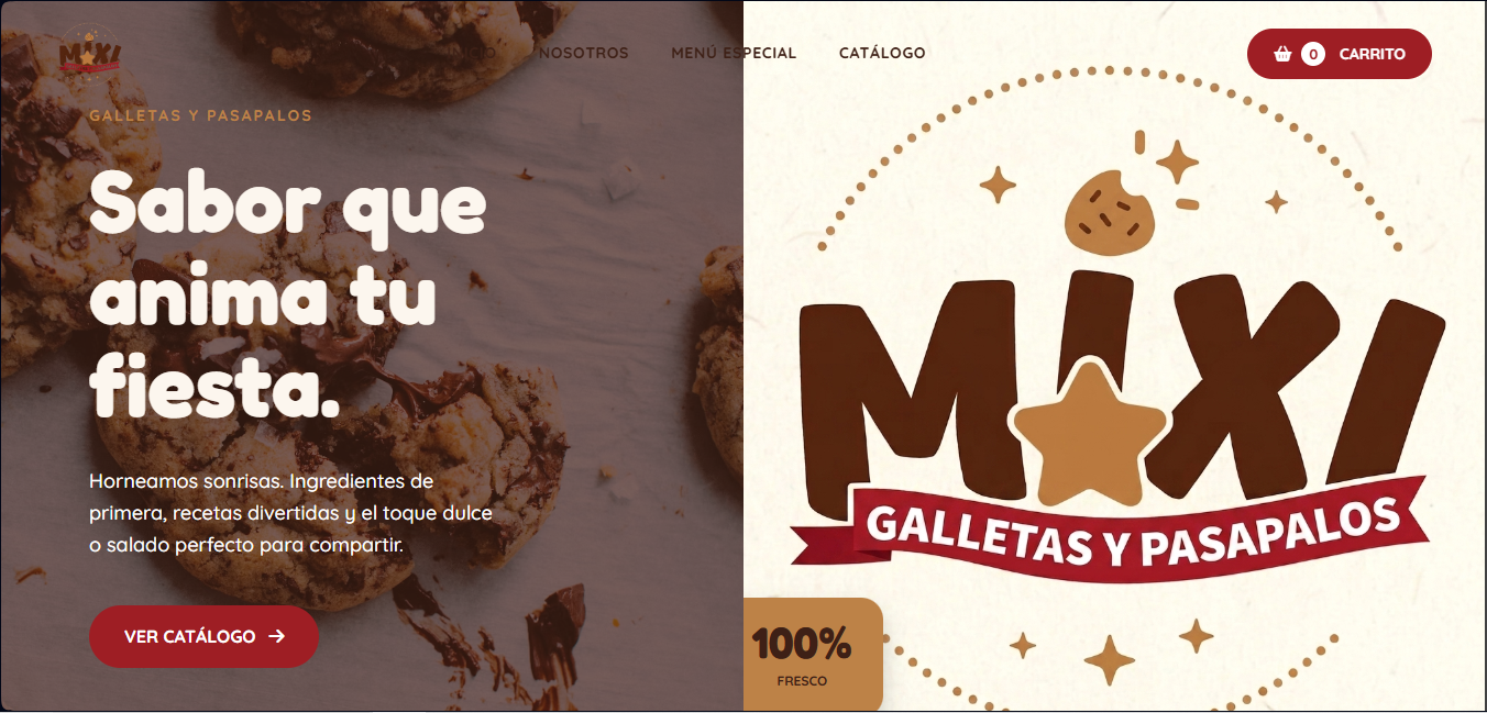 Interfaz de Mixi — catálogo de panadería