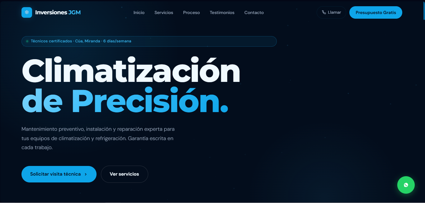 Interfaz de página para refrigeración